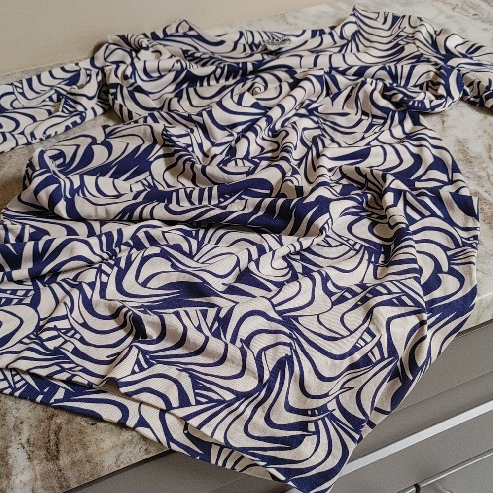Vintage DVF Saihana Silk Dress Blue & Off-White Size 6/8 - Picture 11 of 16